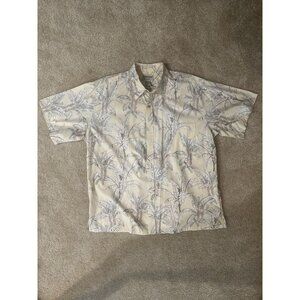 VTG Cooke Street 2XL Men's PULLOVER Hawaiian Shirt USA Floral Yellow Blue Dad